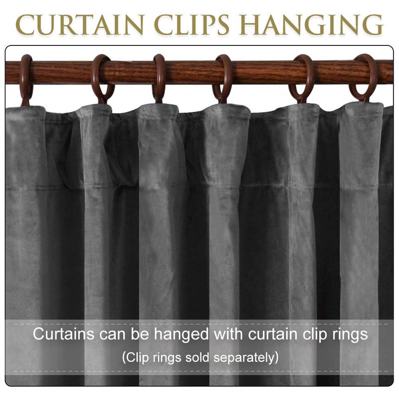 StangH Privacy Room Dividers - Grey Velvet Drapes Extra Long High Ceiling Curtains for Living Room/Home Theater, Thermal Insulated Sliding Door Curtains, Grey, W100 x L120, 1 Panel - Image 4